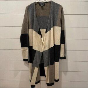 Philosophy Color Block Cashmere Open Duster Long Cardigan Womens Size Large